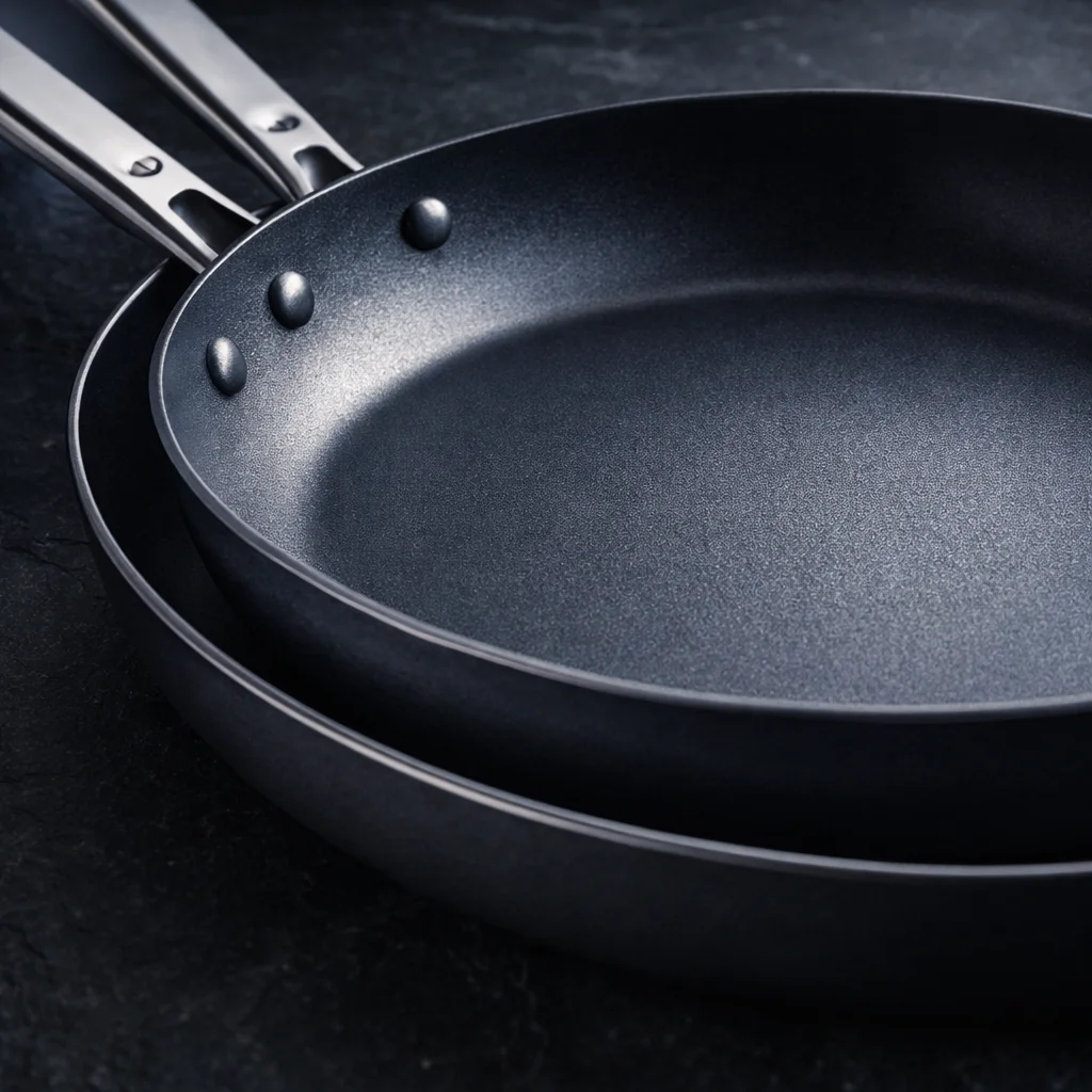 Narbild pa Kolforms non-stick belagger yta - premium kolstål stekpanna detalj